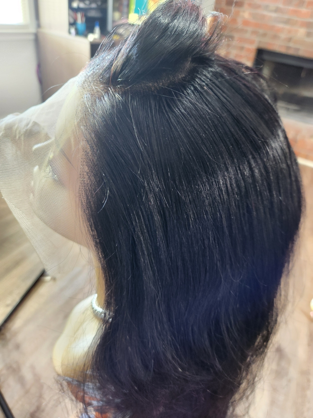 34 Inch Premium Black Lace Front Synthetic Hair Wig - Sleek Natural Shine